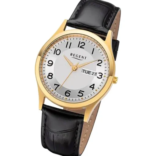 Regent Herren Armbanduhr Analog Lederarmband schwarz URF1261