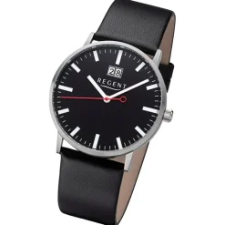 Regent Herren Armbanduhr Analog Lederarmband schwarz URF1265