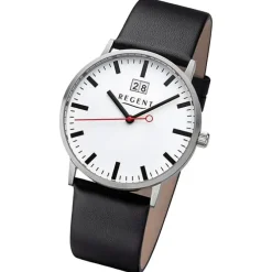 Regent Herren Armbanduhr Analog Lederarmband schwarz URF1266