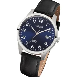 Regent Herren Armbanduhr Analog Lederarmband schwarz URF1269