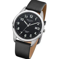 Regent Herren Armbanduhr Analog Lederarmband schwarz URF1271