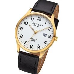 Regent Herren Armbanduhr Analog Lederarmband schwarz URF1417