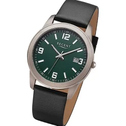Regent Herren Armbanduhr Analog Lederarmband schwarz URF1448
