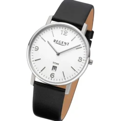 Regent Herren Armbanduhr Analog Lederarmband schwarz URF1449