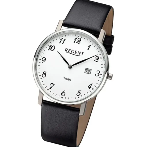 Regent Herren Armbanduhr Analog Lederarmband schwarz URF1451