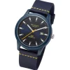 Regent Herren Armbanduhr Analog Nylonarmband dunkelblau gelb URBA731