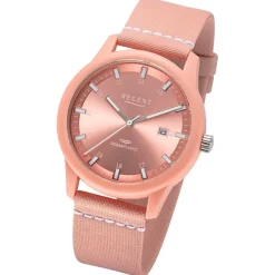 Regent Herren Armbanduhr Analog Nylonarmband rosa weiß URBA733