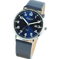 Regent Herren Armbanduhr Analog Lederarmband blau UR1114076