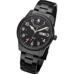 Regent Herren Armbanduhr Analog Metallarmband schwarz URF1278