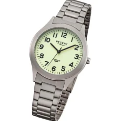 Regent Herren Armbanduhr Analog Titanarmband grau URF1294