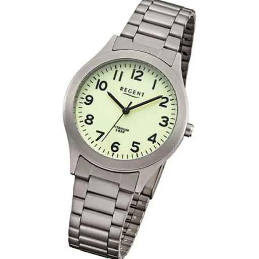 Regent Herren Armbanduhr Analog Titanarmband grau URF1294