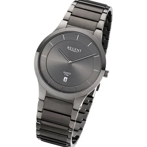 Regent Herren Armbanduhr Analog Metallarmband dunkelgrau URF1346
