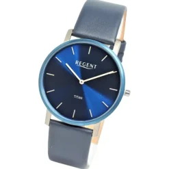 Regent Herren Armbanduhr Analog Lederarmband dunkelblau UR1094066