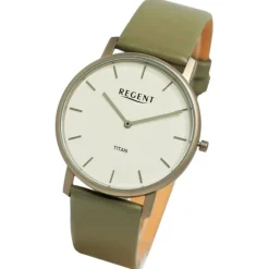 Regent Herren Armbanduhr Analog Lederarmband olive grün UR1094067