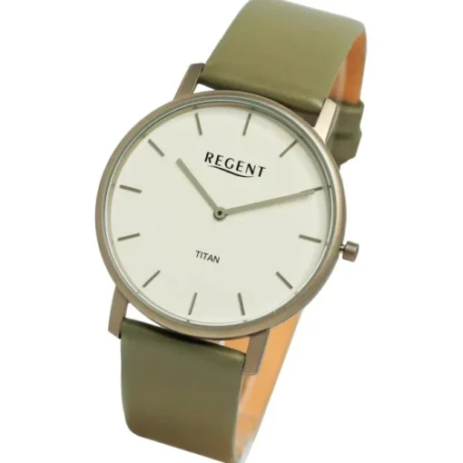 Regent Herren Armbanduhr Analog Lederarmband olive grün UR1094067