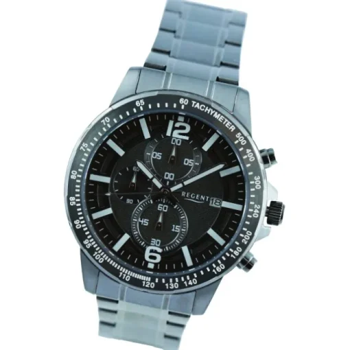 Regent Herren Armbanduhr Chronograph Metallarmband schwarz UR1152512