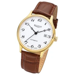 Regent Herren Armbanduhr Analog GM-2115 Automatik Lederband braun URGM2115