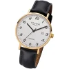 Regent Herren Armbanduhr Analog F-1230 Quarz-Uhr Leder schwarz URF1230