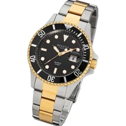 Regent Herren Armbanduhr Analog Metallarmband silber gold URF1285