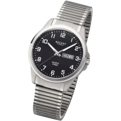 Regent Herren Armbanduhr Analog F-1199 Quarz-Uhr Titan silber URF1199