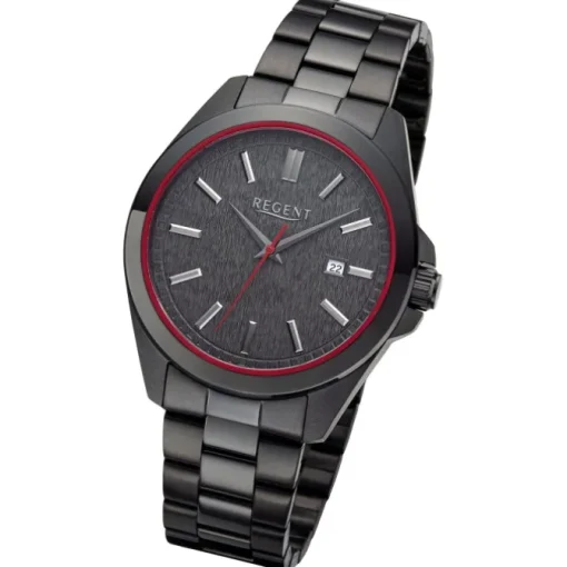 Regent Herren Armbanduhr Analog Metallarmband schwarz URBA815