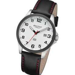 Regent Herren Armbanduhr Analog Lederarmband schwarz rot URBA780