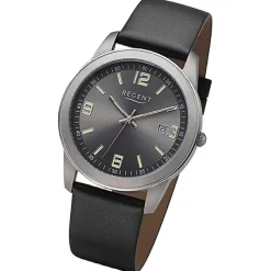 Regent Herren Armbanduhr Analog Lederarmband schwarz URF1270