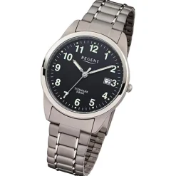 Regent Herren Armbanduhr Analog Titanarmband grau silber URF1293