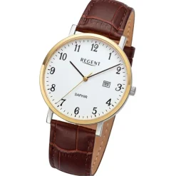 Regent Herren Armbanduhr Analog Lederarmband braun URF1424