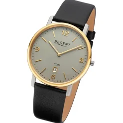 Regent Herren Armbanduhr Analog Lederarmband schwarz URF1450