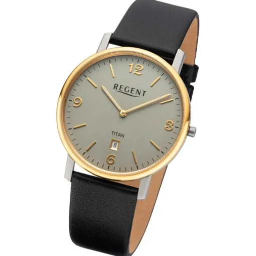 Regent Herren Armbanduhr Analog Lederarmband schwarz URF1450