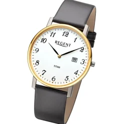 Regent Herren Armbanduhr Analog Lederarmband dunkelgrau URF1562