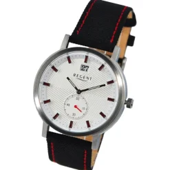 Regent Herren Armbanduhr Analog Lederarmband schwarz rot UR1111576
