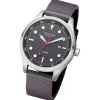 Regent Herren Armbanduhr Analog Textilarmband dunkelgrau rot URBA640