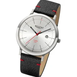 Regent Herren Armbanduhr Analog Lederarmband schwarz rot URBA702