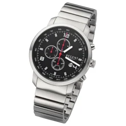 Regent Herren Armbanduhr Analog GM-2110 Quarz-Uhr Metallband silber URGM2110