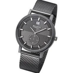 Regent Herren Armbanduhr Analog Metallarmband dunkelgrau URBA534