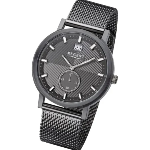 Regent Herren Armbanduhr Analog Metallarmband dunkelgrau URBA534