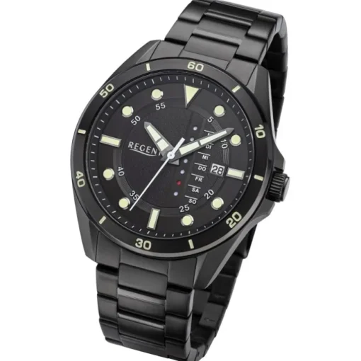 Regent Herren Armbanduhr Analog Metallarmband schwarz URBA634
