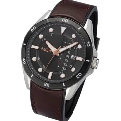 Regent Herren Armbanduhr Analog Lederarmband dunkelbraun URBA636