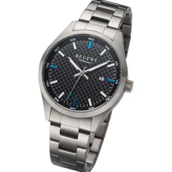 Regent Herren Armbanduhr Analog Titanarmband grau URBA760