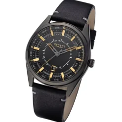 Regent Herren Armbanduhr Analog Lederarmband schwarz URBA763