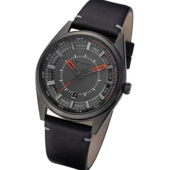 Regent Herren Armbanduhr Analog Lederarmband schwarz URBA764