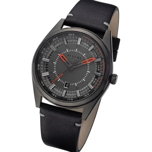 Regent Herren Armbanduhr Analog Lederarmband schwarz URBA764