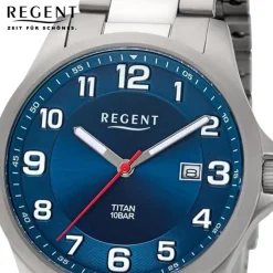 Regent Herren Armbanduhr Analog Titanarmband silber URBA776