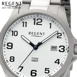 Regent Herren Armbanduhr Analog Titanarmband silber URBA777