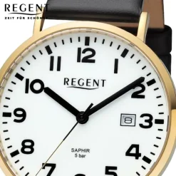 Regent Herren Armbanduhr Analog Lederarmband schwarz URBA797