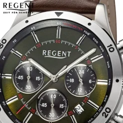 Regent Herren Armbanduhr Analog Lederarmband dunkelbraun URBA822