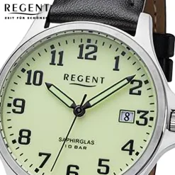 Regent Herren Armbanduhr Analog Lederarmband schwarz URF1257