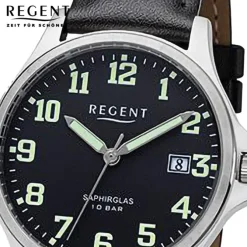 Regent Herren Armbanduhr Analog Lederarmband schwarz URF1259